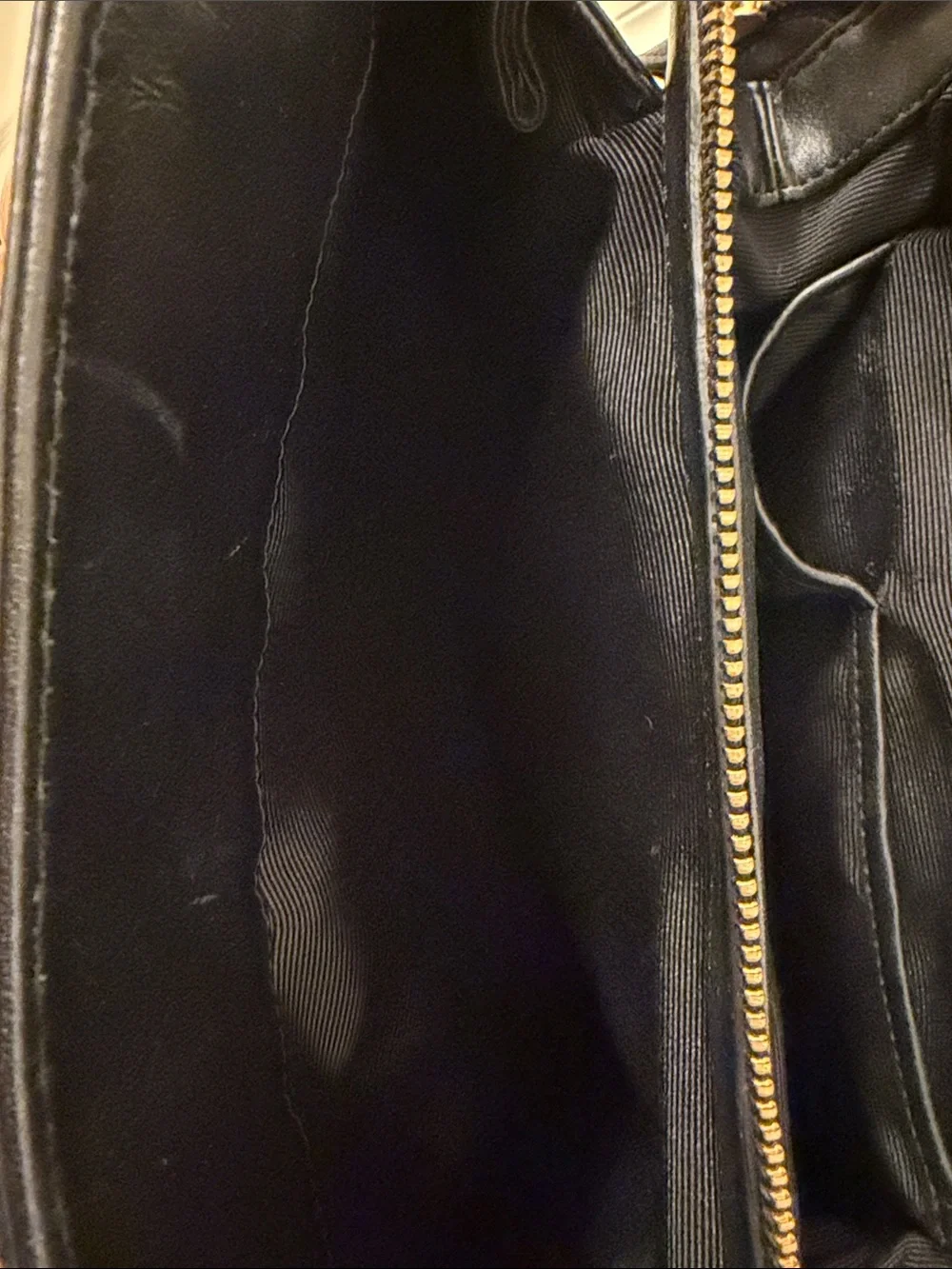 Vintage Ann Taylor Black Quilted Patent Shoulder Bag with Gold Chain Straps